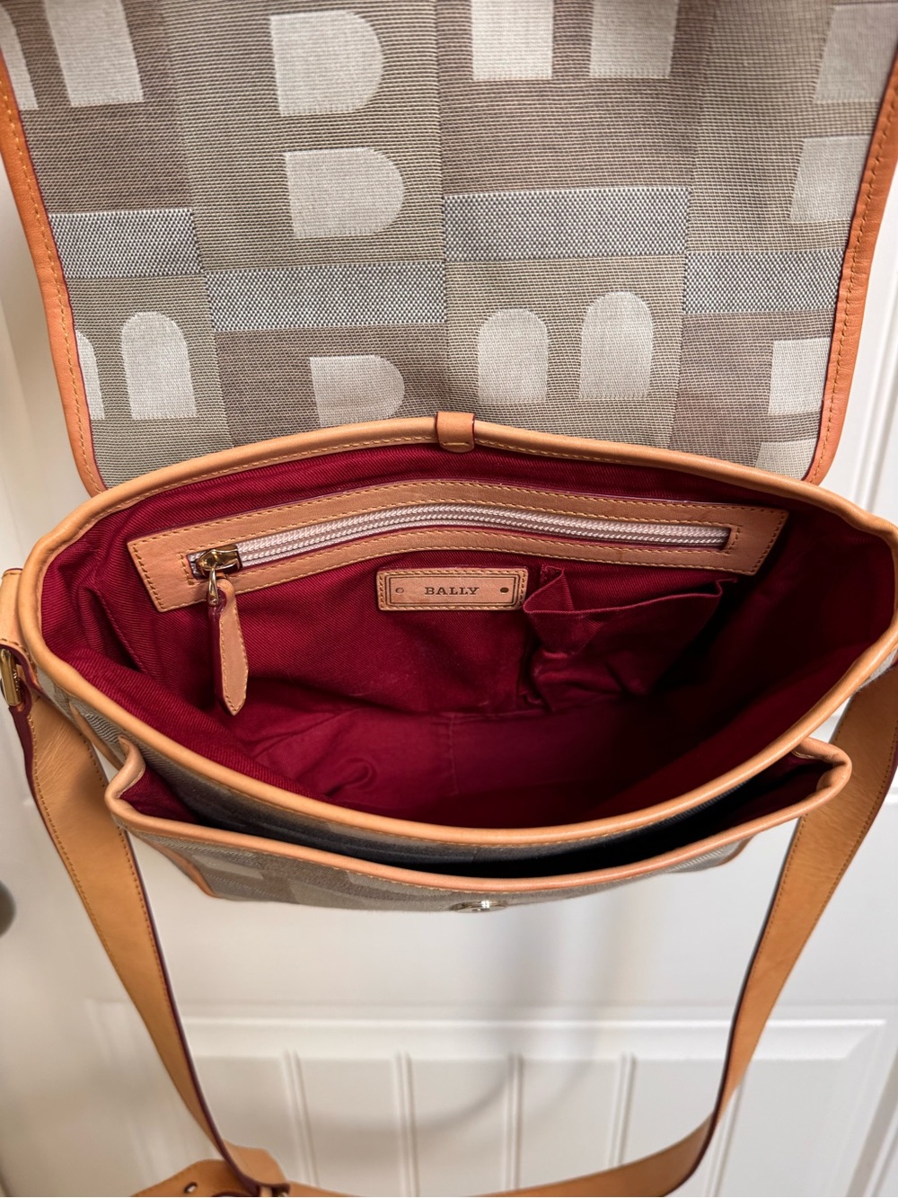 Y2K Bally Signature B-Monogram Canvas Satchel Shoulder bag with Leather Trim - Picture 8 of 9
